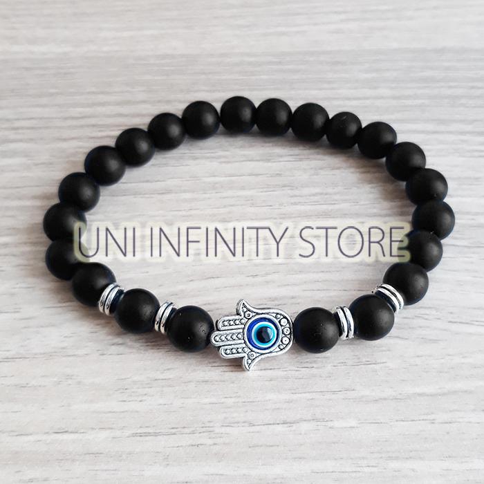 JWBR0044 Gelang Batu Hamsa Perak Unisex Silver Hand Protection Stone