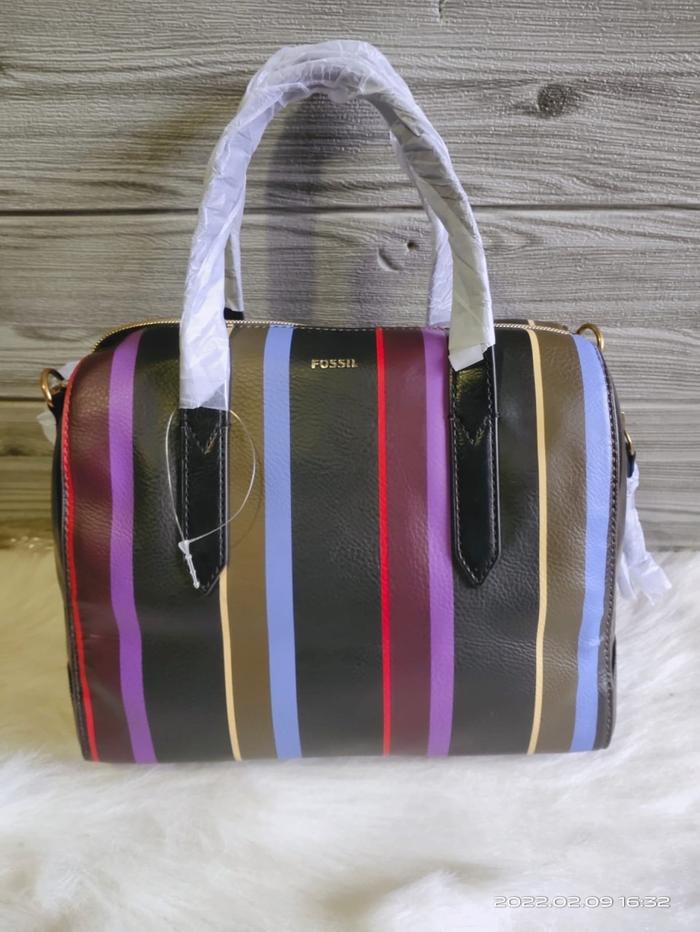TAS BRANDED  sydney satchel stripe black multi pvc