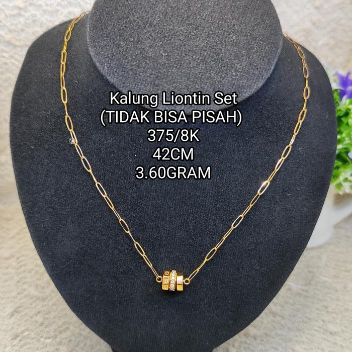 KALUNG LIONTIN SET EMAS ASLI 375 8K KALUNG EMAS ASLI