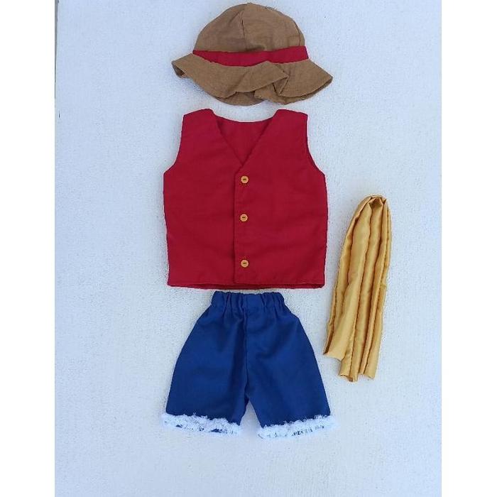 Kostum One Piece Luffy/Set Baju One Piece Kostum Foto Bayi