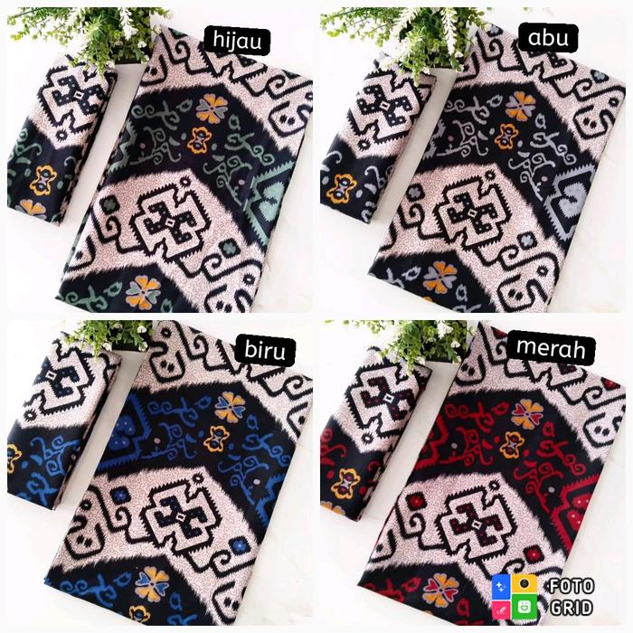 Kain Batik Songket Batak ( Hijau - Abu - Biru - Merah ) Batik Printing Pekalongan Ori Murah