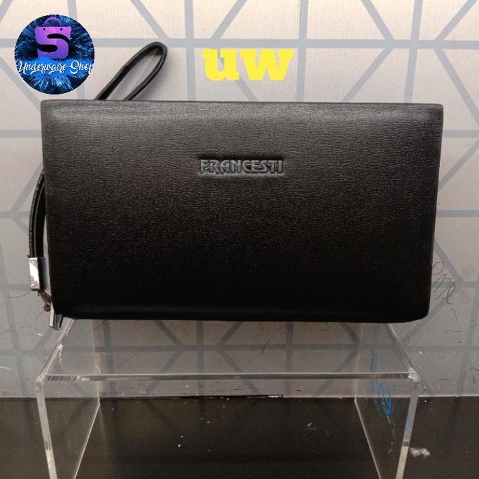 clutch pria francesti warna black original leather art (646)