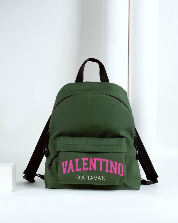 Tas pria original -  Backpack Green Logo Print Fuschia