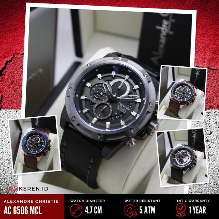 Jam Tangan Pria Alexandre Christie 6506 AC6506 AC 6506 MC Tali Kulit