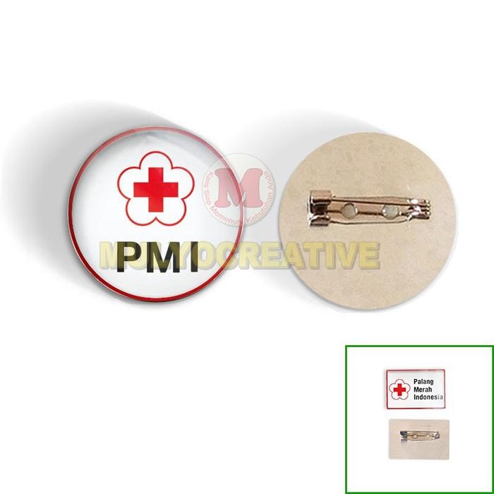 Pin PMI Palang Merah Indonesia Bros PMI Model Bulat dan Persegi
