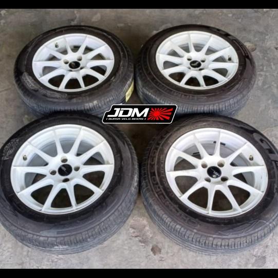 Velg Mobil Bekas Ring 15 Baut 4 Murah Lebar 7/8 Putih + Ban 195/65 R15