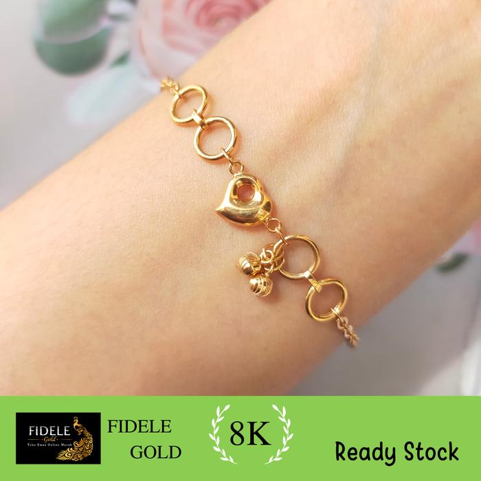 Gelang rantai emas fashion love UBS