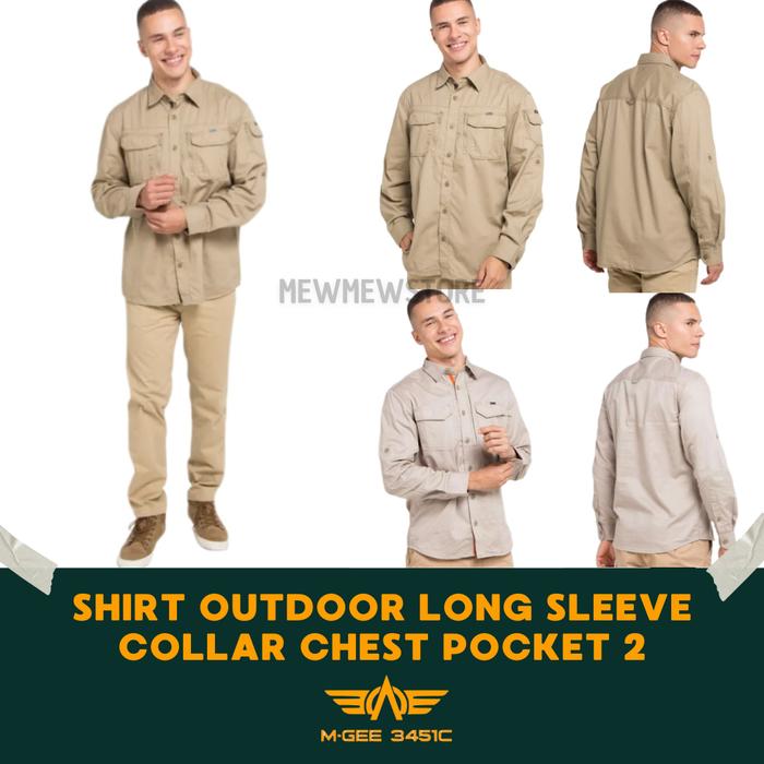 MGEE Kemeja Pria Tactical Outdoor Lengan Panjang Original - CREAM