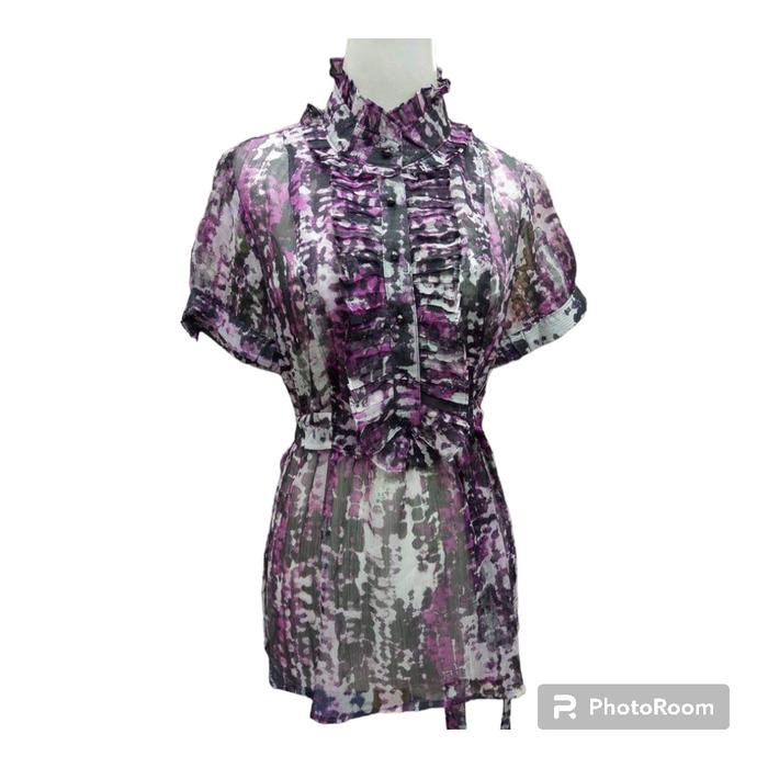 BLOUSE WANITA FORMAL SIFON UNGU XL JUMBO BIGSIZE