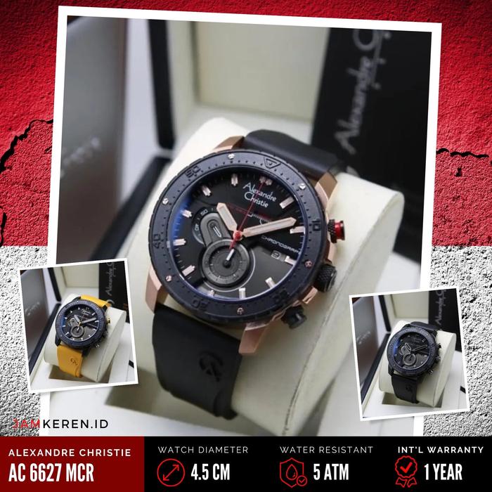 Jam Tangan Pria Alexandre Christie 6627 AC6627 AC 6627 MC Tali Karet