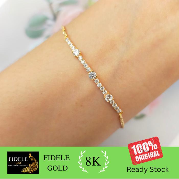 Gelang Serut Permata Soliter Gelang Emas Asli Kadar Muda 375