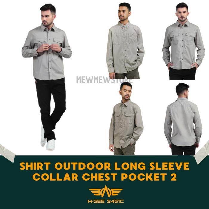 MGEE Kemeja Pria Tactical Outdoor Lengan Panjang Original - LIGHT GREY