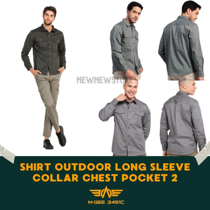 MGEE Kemeja Pria Tactical Outdoor Lengan Panjang Original - GREY