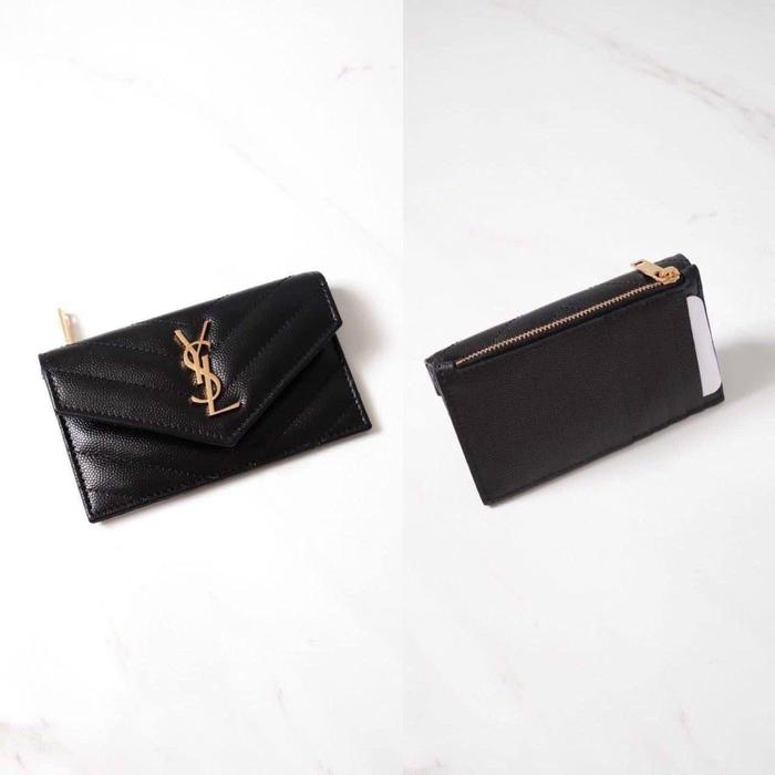 Ysl Small Wallet Zipped Card Case Black Ghw