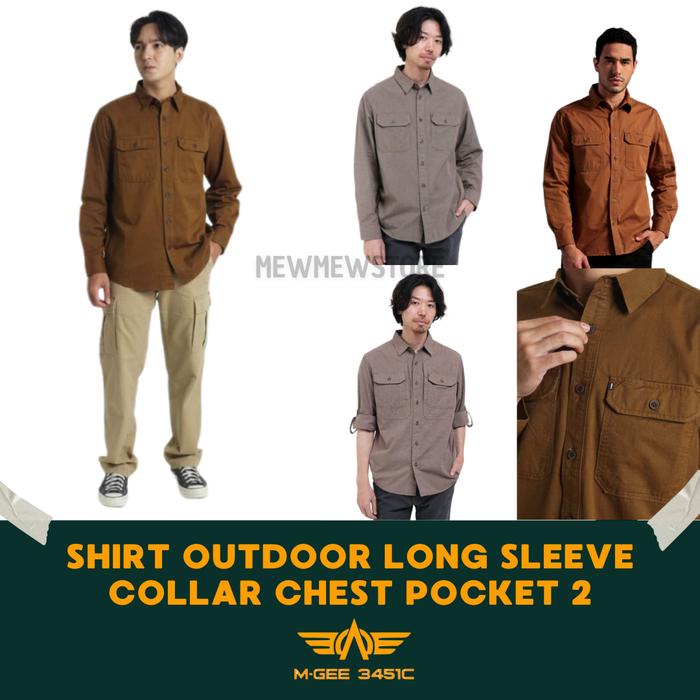 MGEE Kemeja Pria Tactical Outdoor Lengan Panjang Polos Original-BROWN