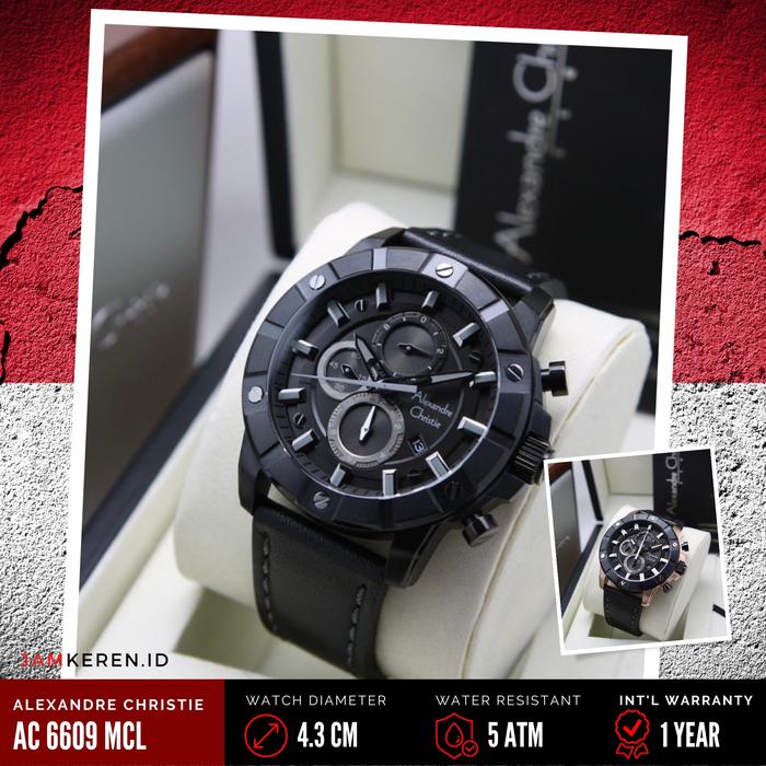 Jam Tangan Pria Alexandre Christie 6609 AC6609 AC 6609 MC Tali Kulit