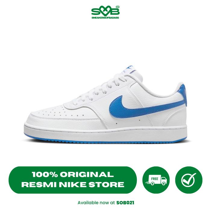 Sepatu Sneakers Nike Men Court Vision Low White/Royal Blue FZ0624-100
