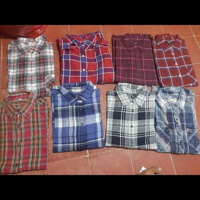 borongan kemeja uniqlo kotak kotak