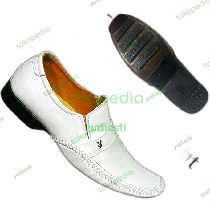 Playboy Sepatu Pria Formal Fantofel Kulit Asli Sapi Sole Karet Size 38-43 Pantofel Putih Original BS