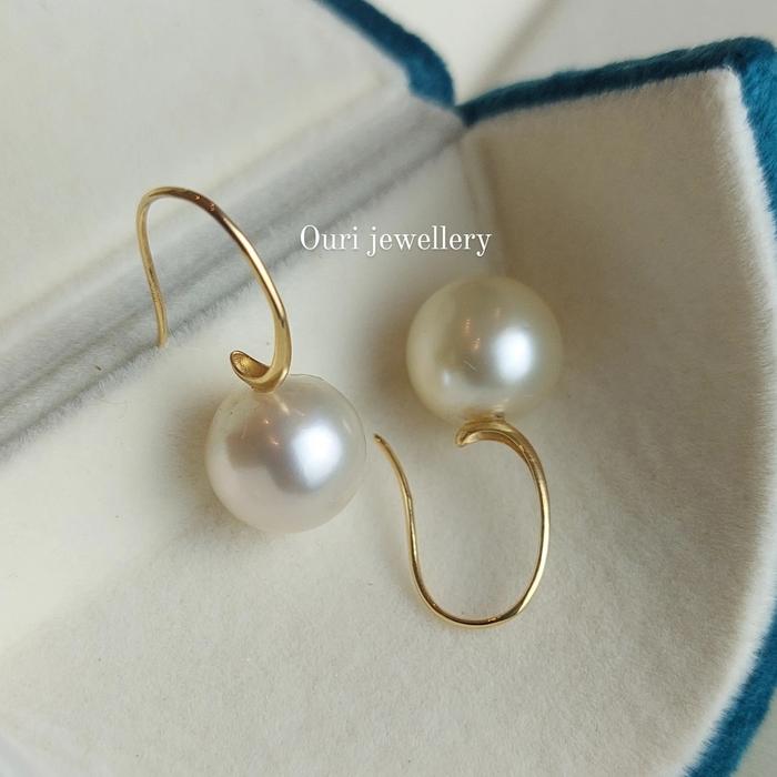 anting emas 18 karat mutiara laut asli lombok