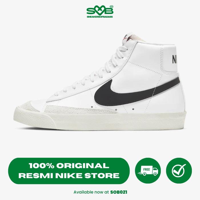 Sepatu Sneakers Nike Men Blazer Mid Vintage White/Black - BQ6806-100