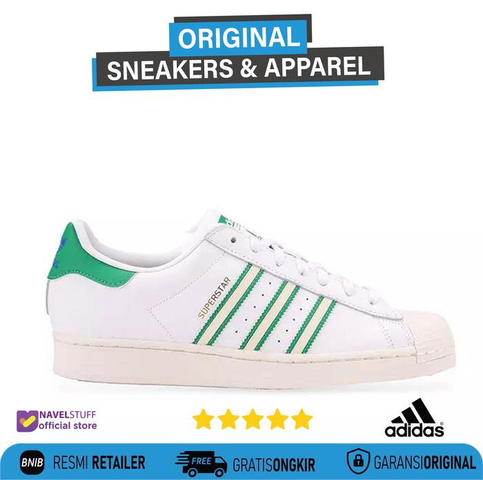 ADIDAS Superstar Footwear White/Off White/Green Original Resmi BNIB