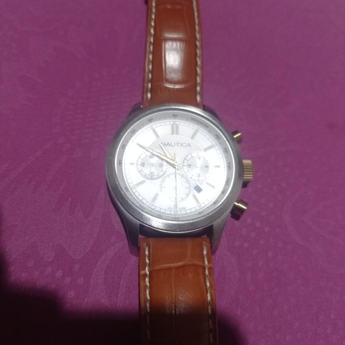 jam tangan nautica A18653 brown second