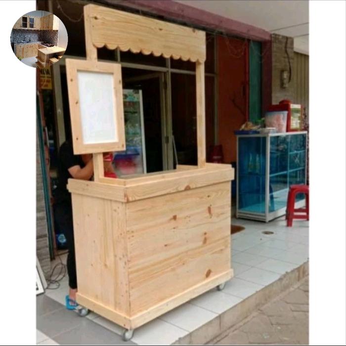 booth kayu jati belanda/gerobak teh manis solo/gerobak kayu/meja