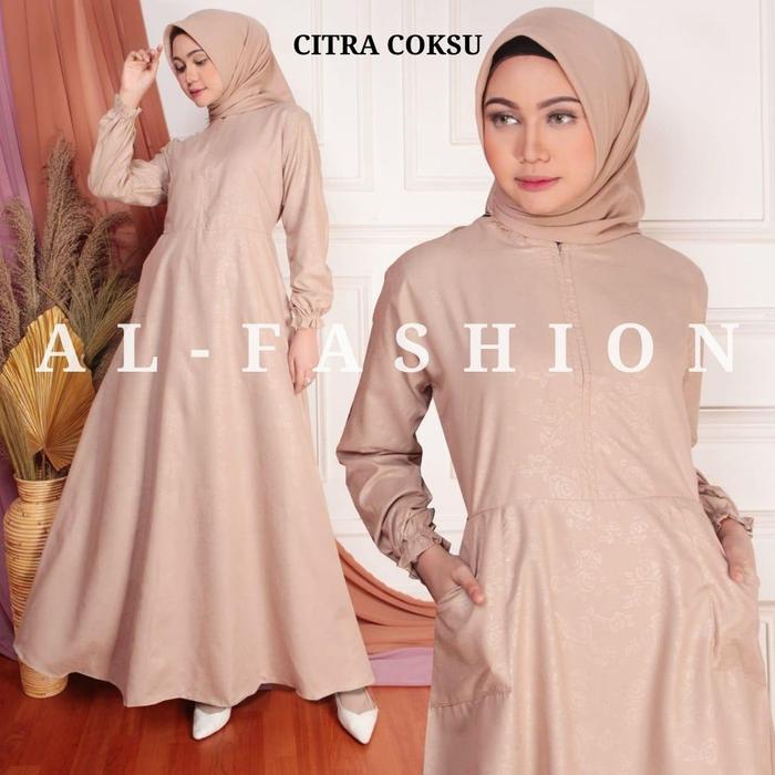 Citra - Dress Gamis Polos Busui Katun L Warna Coksu Coklat Susu Milo
