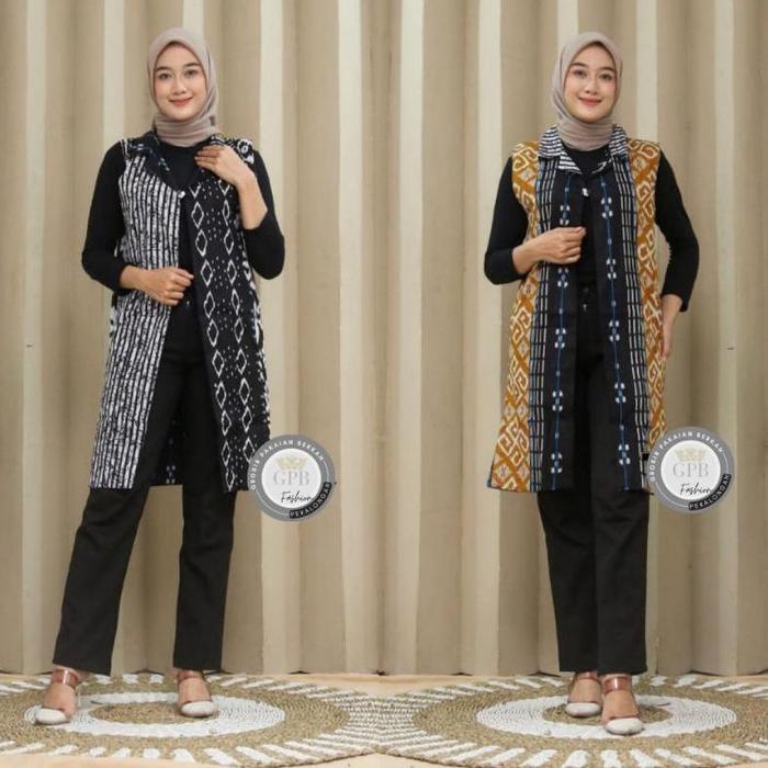 Blazer Outer Batik Wanita Cardingan Bahan Katun Bolak Balik Terlaris
