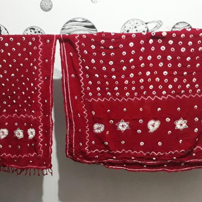 kain batik jumputan dodot kemben siraman set kain selendang merah
