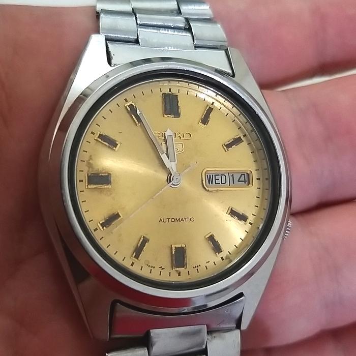 Jam tangan Seiko 7009 -879A/ Yellow gold dial/ 1995/All original/Power bagus/Clean/37mm/Unisex