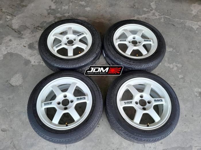 Velg Rays Ring 15 Baut 4 Murah Lebar 7 Volk TE37 R15x7 Pcd 4x100 Putih