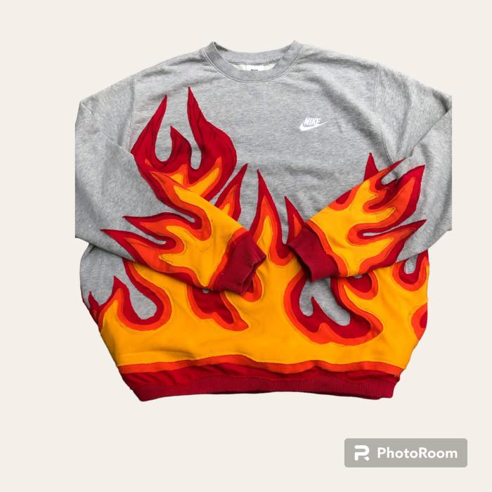 reworked hoodie crewneck nike fire