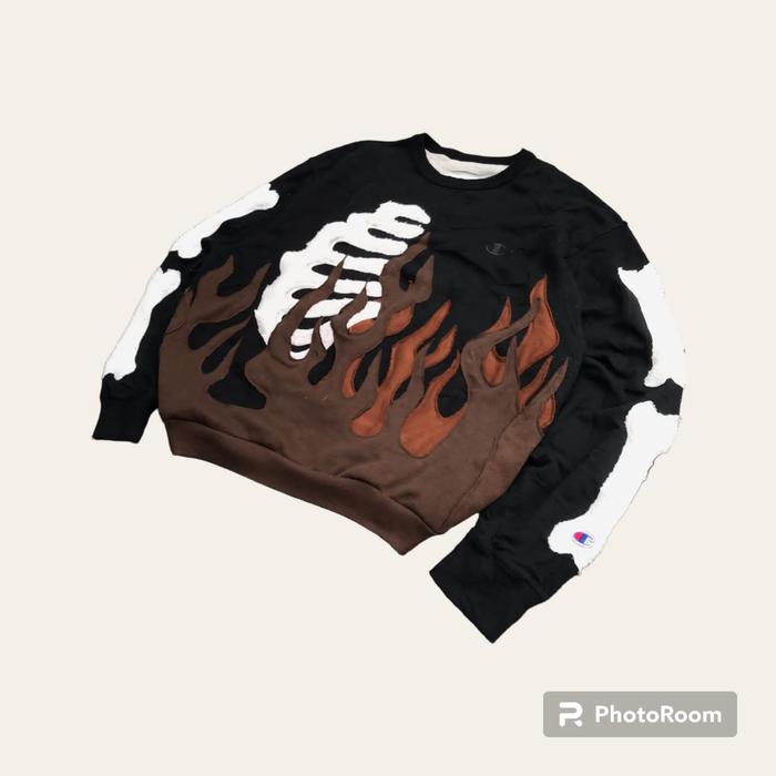 reworked hoodie crewneck nike Skeleton black