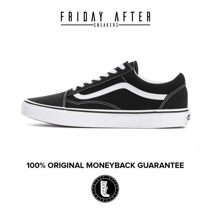 Sepatu Sneakers Vans Old Skool Black True White Full Canvas Original