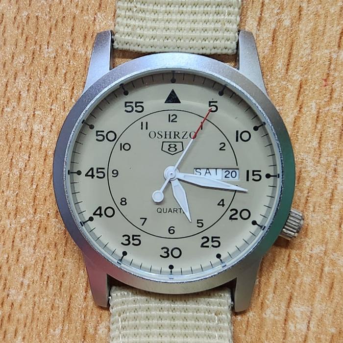 Jam Tangan Pria 38mm Khaki Krem Dial 38 mm Military Flight Sports Avia