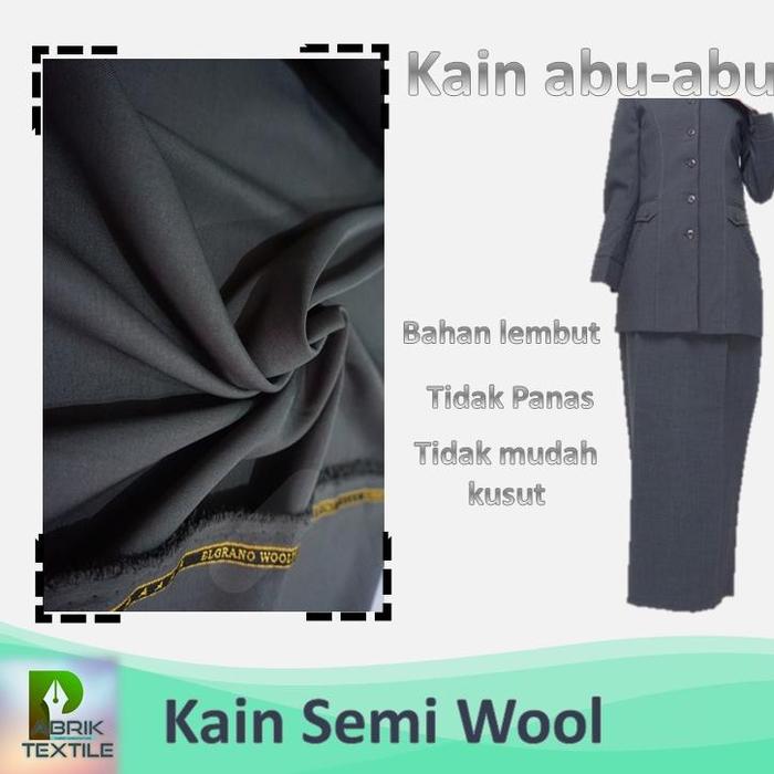 KAIN PNS PEMDA ABU-ABU SEMI WOOL BAHAN KAIN SERAGAM GURU