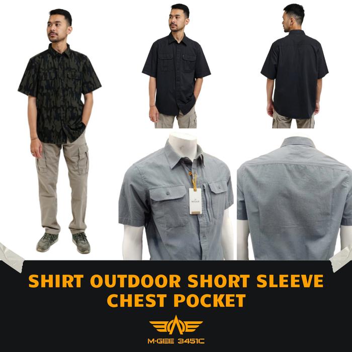 MGEE Kemeja Pria Tactical Outdoor Lengan Pendek Original - GREY