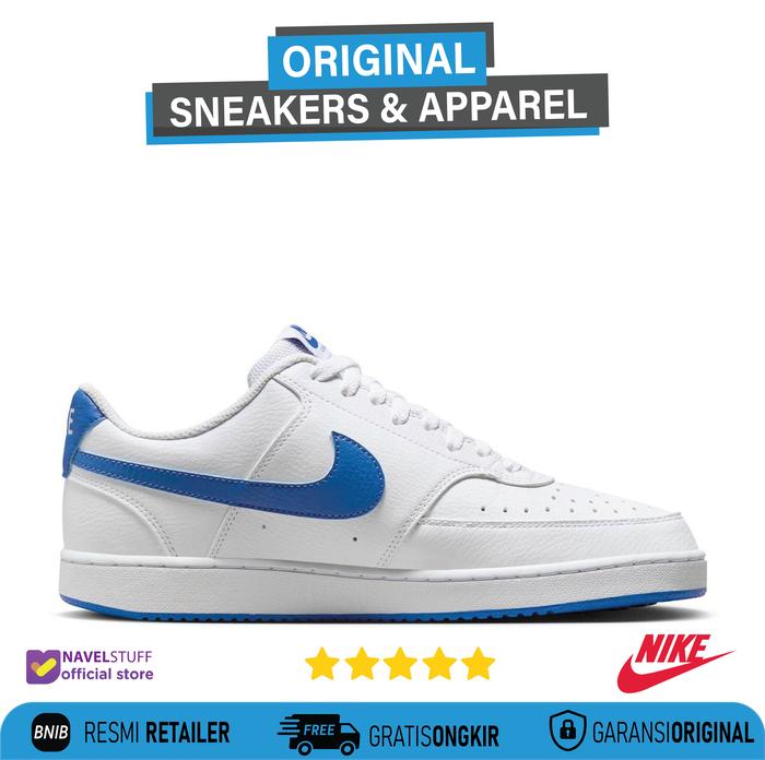 NIKE Court Vision Low White/Royale Blue Original Resmi (FZ0624-100)