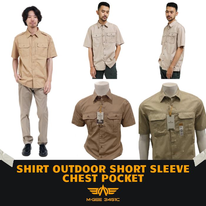 MGEE Kemeja Tactical Outdoor Lengan Pendek Pria Original - Khaky