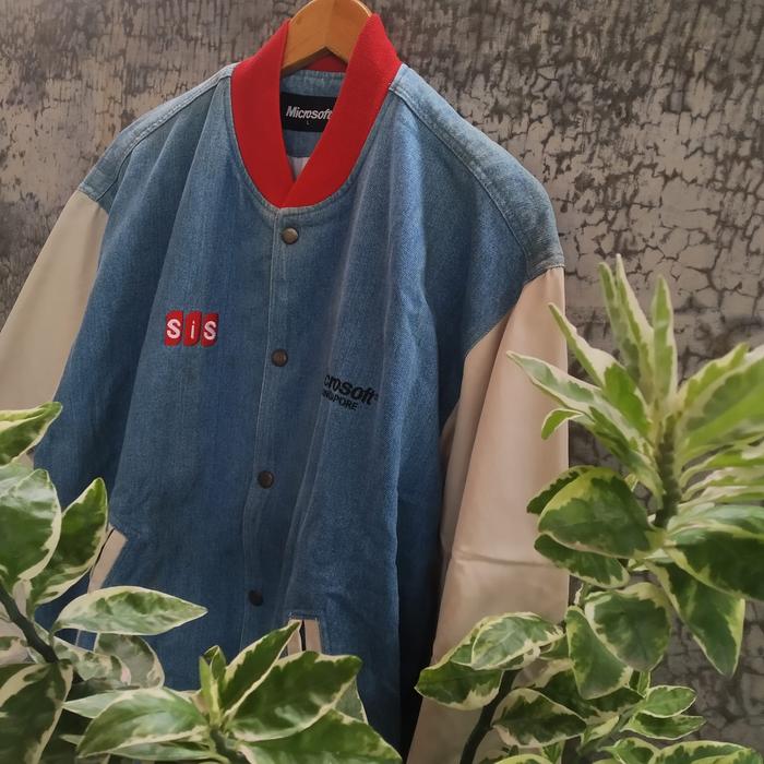 Vintage 90s Microsoft Bomber Jacket Denim Freak Classic Outwear Apple