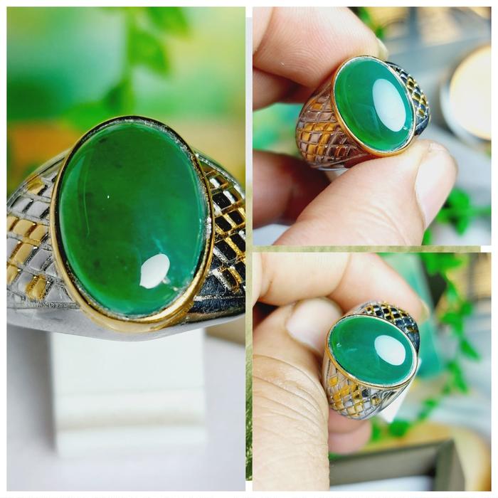 Cincin Batu Natural Bacan Doko Hijau Botol Crystal