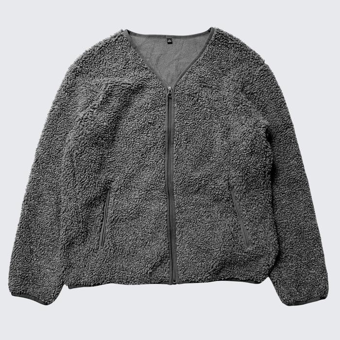 Cool Modern Grey Polar Fleece Uniqlo Japan Outer Jacket - Unisex - L