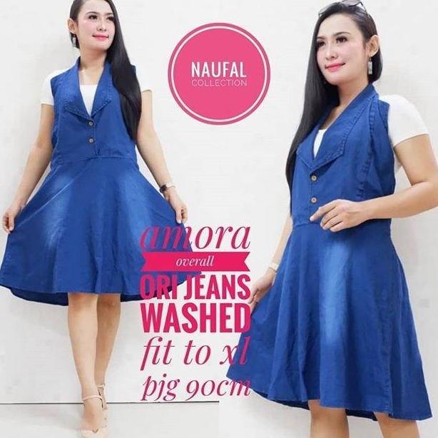 FIRSTLOVE Rok Overal Pendek Amora . Jumpsuit Pendek Jeans . Rok