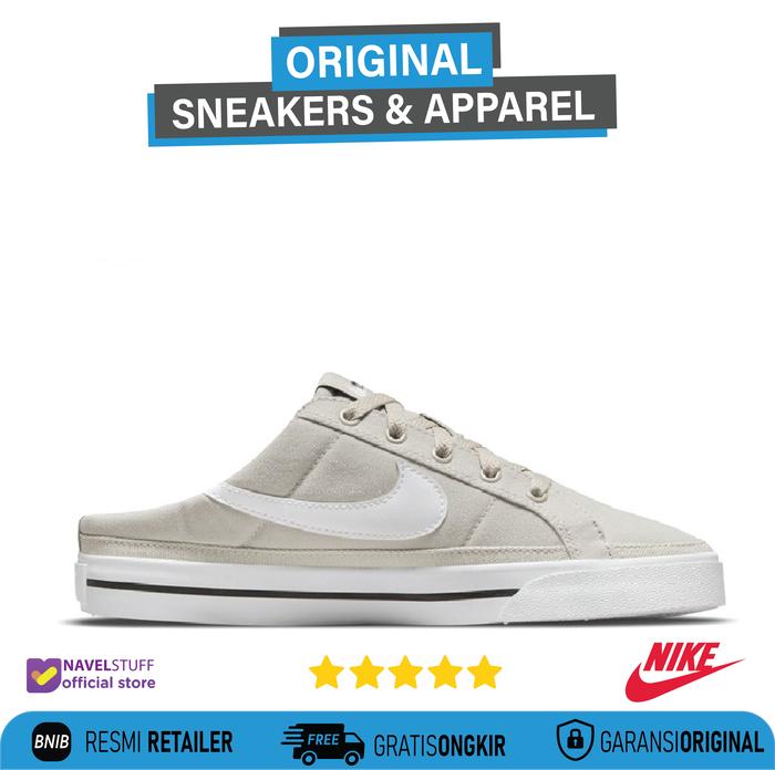 NIKE Court Legacy Mules Cream Ii / White / Black Original Resmi BNIB