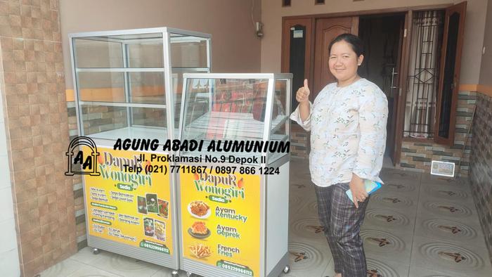 etalase makanan aluminium dan ayam fried chicken