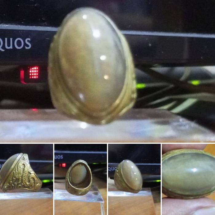 Cincin mewah batu pandan tua emban naga kuningan rare Collectors items
