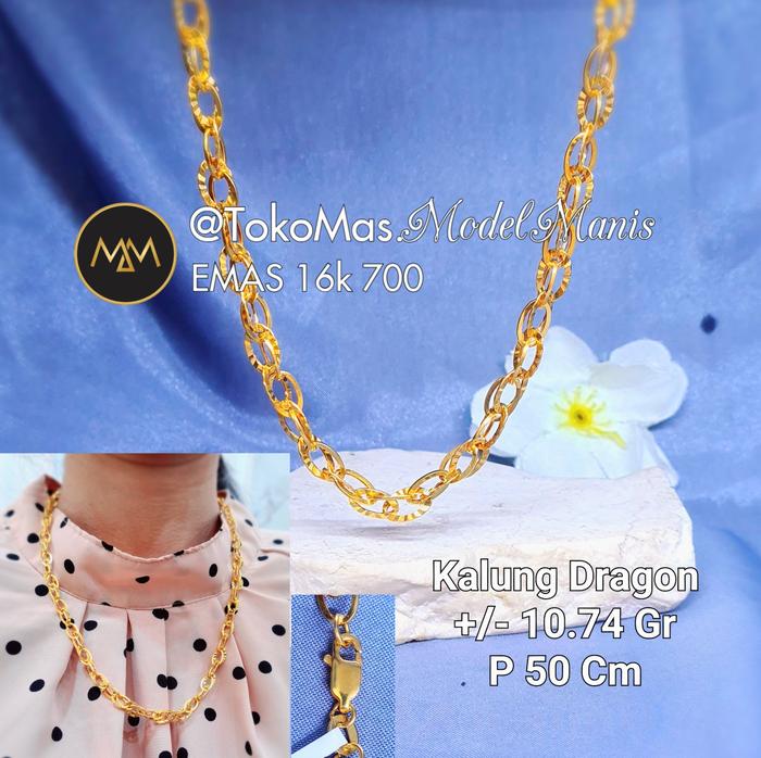 Kalung Dragon emas kuning 700 kadar 16k