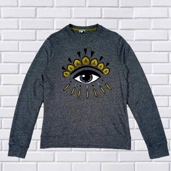 SWEATER CREWNECK KENZO, ABU" GELAP, SZ S FIT M (SECOND BRANDED) CN0026